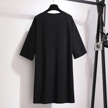 Женская летняя свободная футболка средней длины с коротким рукавом для беременных, черная