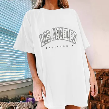 Женская свободная футболка с принтом внешнеторгового темперамента 2021 года, женская белая футболка с короткими рукавами