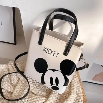 Женская сумка-мессенджер из искусственной кожи Disney Mickey, женская сумка через плечо, черная, красная, желтая, маленькая женская сумочка