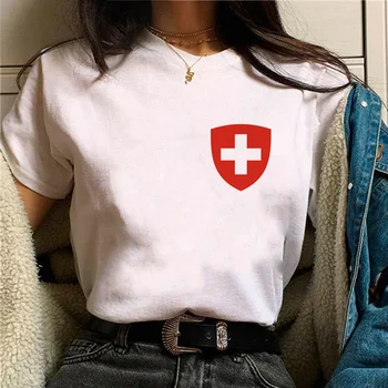 Женская футболка Suisse, японская забавная дизайнерская футболка, женская уличная одежда y2k, дизайнерская одежда