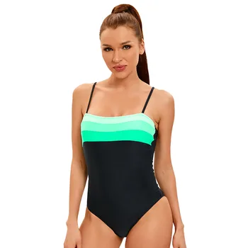Женский цельный купальник 2023 контрастного цвета, спортивные купальники в стиле пэчворк, сексуальные бикини с подтяжками, тонкая пляжная одежда Моникини
