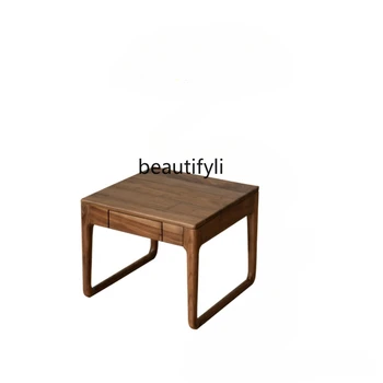Журнальный столик из массива Североамериканского черного ореха, диван, приставной столик, Квадратное хранилище Nordic Log