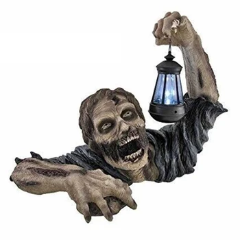 Забавная статуя зомби со светодиодным фонарем, Водонепроницаемые украшения из садовой смолы, Страшный Хэллоуин Для украшения газона во дворе на Хэллоуин