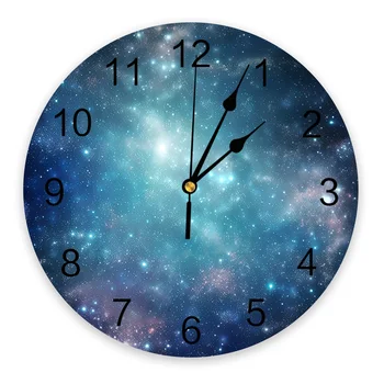 Звездное Небо Звезды Млечный Путь Настенные часы Большая Современная Кухня Столовая Круглые Настенные часы Спальня Бесшумные Подвесные часы