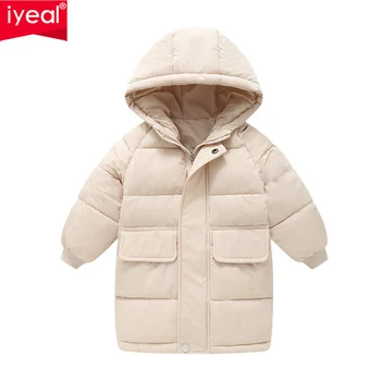 Зимнее пальто с капюшоном для девочек IYEAL, Утепленный теплый зимний костюм, детская парка, верхняя одежда для детей 3-10 лет, Стеганая куртка для маленьких мальчиков
