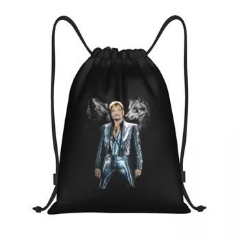 Изготовленный на заказ Johnny Hallyday с сумкой на шнурке для покупок, рюкзаки для йоги, Женские, мужские, Французский рок-певец, Спортивный рюкзак для спортзала