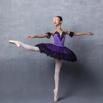 Изготовленный на заказ балетный костюм Венецианский карнавал вариации для взрослых и детей профессиональное платье для соревнований фиолетовых миллионов клоунов