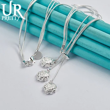 Изящная цепочка из стерлингового серебра 925 пробы с нерегулярными каплями воды и розами, ожерелье длиной 20 дюймов для женской вечеринки, свадебный шарм, ювелирный подарок