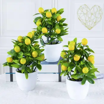 Имитация лимонного бонсай, легкое искусственное растение, не выцветающее, искусственное растение в горшке, украшение для гостиной, Декоративное