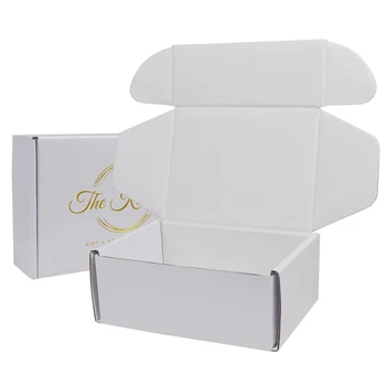 индивидуальный дизайн Оптовая продажа роскошной изысканной подарочной белой гофрированной транспортной упаковки с золотым принтом