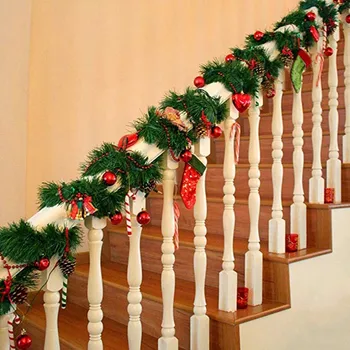 Искусственная сосна, Зеленый ротанг, Рождественская Елка, Гирлянда, украшения, завязки из виноградной лозы, Подвесная подвеска Для декора лестницы 5,5 м x 6 см