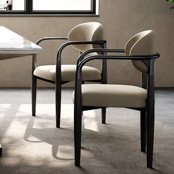 Итальянские легкие роскошные обеденные стулья, дизайнерское домашнее обеденное кресло, кожаное кресло с художественной спинкой, современные офисные переговорные с подлокотниками