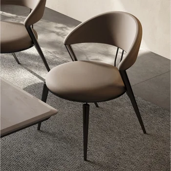 Итальянские легкие роскошные кожаные обеденные стулья для кухни домашнего отдыха стулья со спинкой Современный дизайнерский креативный обеденный стул