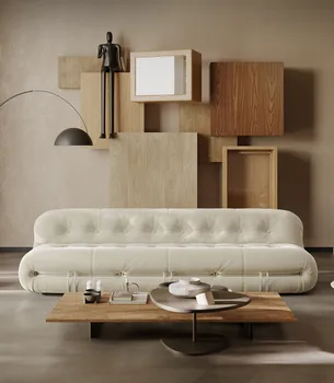 Итальянский минималистский диван, гостиная, современный минималистский диван со стальными зубьями, квартира размером с бархат ягненка, ощущение высокого класса