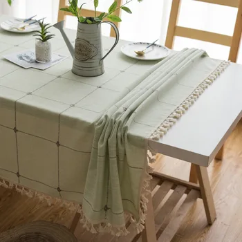 Квадратная сетчатая скатерть Nordic fresh, однотонная скатерть с художественной кисточкой, квадратный чайный столик, письменный стол, обеденная скатерть