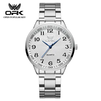 Кварцевые мужские часы OPK в стиле ретро, оригинальные водонепроницаемые Мужские наручные часы от ведущего бренда, ремешок из нержавеющей стали, часы с простым циферблатом для мужчин 2023 г.