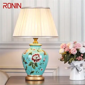Керамические настольные лампы RONIN, медная настольная лампа с современным роскошным рисунком, светодиодные светильники для дома, спальни