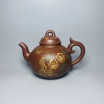 Китайский Глиняный Чайник Yixing Zisha, расписанный глиной Горшок с хризантемой, Гу Цзинчжоу, 360 мл