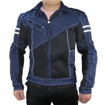 Классическая мотоциклетная куртка JK-006, гоночная летняя куртка, внедорожная куртка, джинсовый сетчатый гоночный костюм с защитой локтей и спины