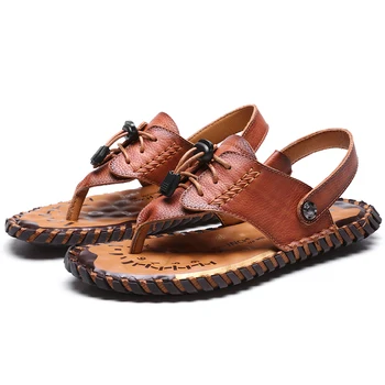Классические Римские сандалии Тапочки Мягкие уличные кроссовки Пляжные Резиновые Мужские походные сандалии Летние мужские сандалии Мужские кожаные сандалии
