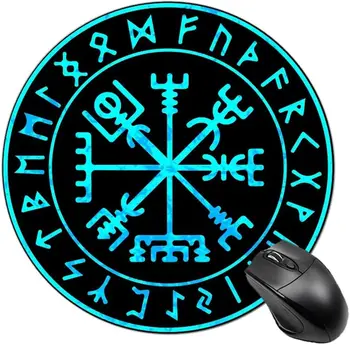 Коврик для мыши Vikings Blue Compass Symbol Нескользящий Резиновый Коврик Для Мыши с Прошитыми Краями Водонепроницаемый Коврик для Мыши для Офиса 7,9 