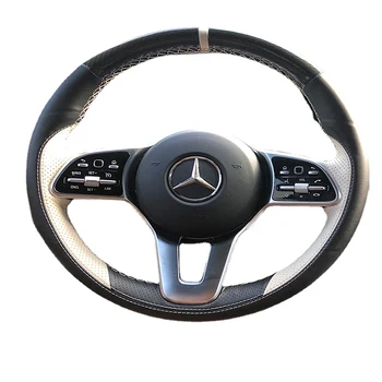Кожа из Углеродного Волокна для Mercedes Benz EQC350 EQC400 GLA180 GLA220 GLB180 GLB200 GLB220 DIY Ручная Швейная Крышка Рулевого Колеса Автомобиля