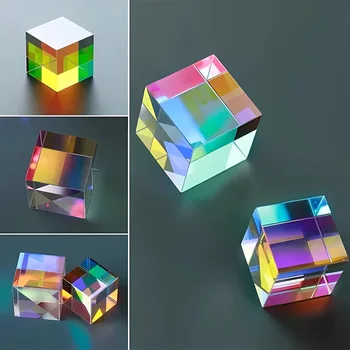 Комбинирующая Стеклянная призма Подарок по физике Радужный куб Призма для обучения световому спектру