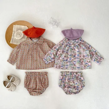 Комплект одежды для маленьких девочек MILANCEL, рубашка с воротником Петра Пэна и шаровары, 2 предмета, детский костюм