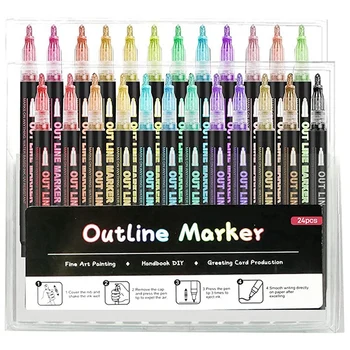 Контурные металлические маркеры, акриловая краска, маркерная ручка, блестящая ручка для рисования по дереву, наскальной живописи