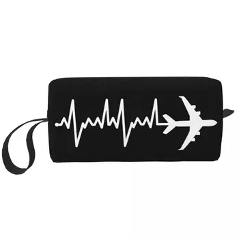 Косметичка пилота авиационного самолета Heartbeat, Милая подарочная косметичка для самолета-авиатора большой емкости, косметички для хранения косметических принадлежностей