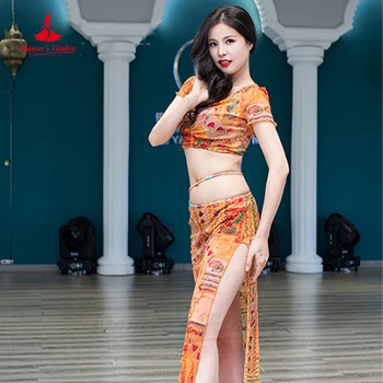 Костюм для танца живота 2023, Комплект сексуальной тренировочной одежды с принтом, костюмы для индийских танцев, Женские костюмы в восточном стиле, топ + брюки