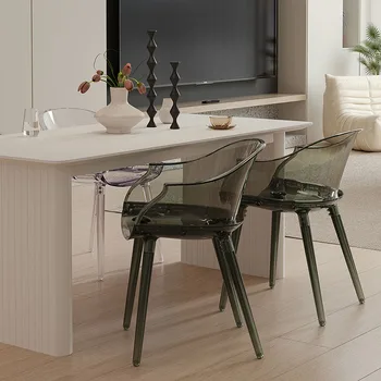 Красивые обеденные стулья в скандинавском стиле, Современная кухня, Эргономичные Модные стулья для гостиной, Прозрачная мебель для дома Sillas Comedor, которую можно стирать