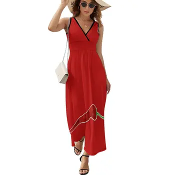 Красное Красное Острое платье без рукавов с перцем чили летнее платье повседневное Женское платье коктейльные платья вечернее платье