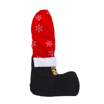 Красные чехлы для ножек рождественского стола, носки для ножек стульев из искусственного меха в виде снежинок