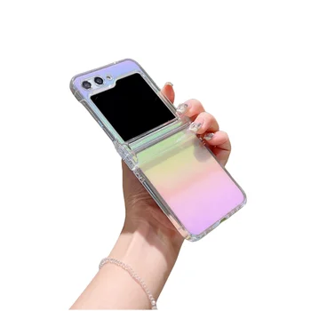 Красочный радужный складной чехол для телефона Samsung Galaxy Z Flip 5 4 3 с жестким покрытием