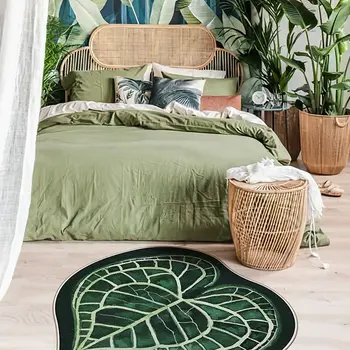 Креативный ковер с зелеными листьями черепахи, коврик для пола, противоскользящий коврик для спальни, гостиной