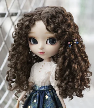 Кукольный парик BJD Pullip Модный короткий кудрявый парик также для 1/3 темно-коричневого 8-9-дюймового кукольного парика BJD