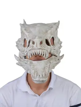 Латексная маска динозавра для косплея на Хэллоуин, украшение вечеринки, маска животного на все лицо для мужчин и мальчиков, имитация головного убора из кости Дракона