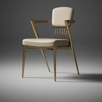 Легкое Роскошное кожаное обеденное кресло, Креативный чайный столик, комбинированный стул для гостей, Дизайнерский Новый повседневный одноместный стул
