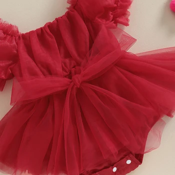 Летнее повседневное платье-комбинезон для маленьких девочек, фатиновый комбинезон с бантом и повязкой на голову