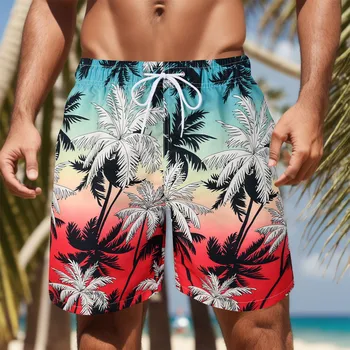 Летние мужские пляжные шорты С сетчатой подкладкой, Короткие штаны для плавания, Быстросохнущие мужские пляжные шорты для серфинга, брюки для занятий водными видами спорта, бермуды