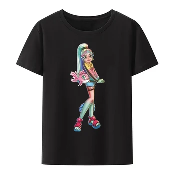 Летний портрет Популярная женская одежда Милые винтажные футболки Monster High Y2k Футболка Женская футболка с кукольным принтом в американском стиле