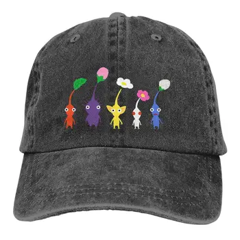 Летняя кепка с солнцезащитным козырьком с милым рисунком, синие кепки в стиле хип-хоп, Пикмин, красочная игровая ковбойская шляпа, остроконечные шляпы