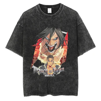 Летняя уличная одежда, винтажная футболка, мужская футболка с японским аниме 