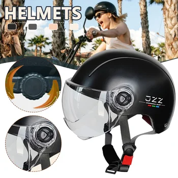 Лицевой шлем Мотоциклетный Открытый Козырек с двумя линзами, Мужской Женский Летний Шлем для электровелосипеда, Скутер, Мотоцикл, Мото-велосипедные шлемы