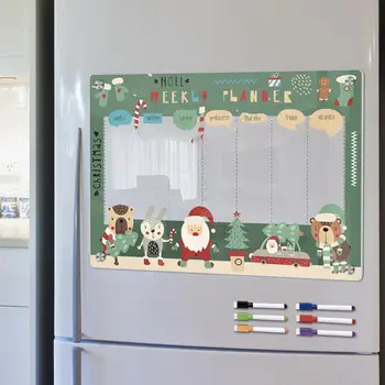 Магнитное расписание работы холодильника Рождественская Магнитная доска для холодильника, Стираемый Гладкий планировщик с защитой от царапин с мультяшным принтом