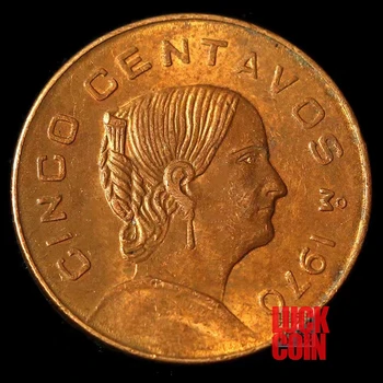 Мексика 5 очков Медная монета Случайный год выпуска 18 мм Старая монета 100% оригинальный случайный год выпуска