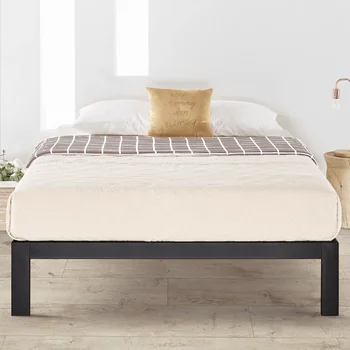 Металлическая кровать-платформа Mellow Rocky Base E, запатентованные широкие стальные рейки, черная, мебель для спальни с каркасом двуспальной кровати