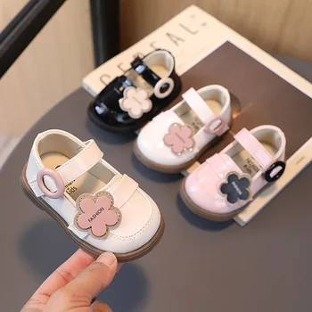 Милые детские туфли для девочки, лакированные туфли для крещения малышей с цветком, Новинка 2023 года, весенне-летние праздничные туфли для новорожденных F11241