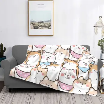 Милые Мультяшные Одеяла Для Собак Шиба-Ину Акита, Подарок для Любителей Животных, Плюшевые Винтажные Дышащие Одеяла для Домашней Зимы